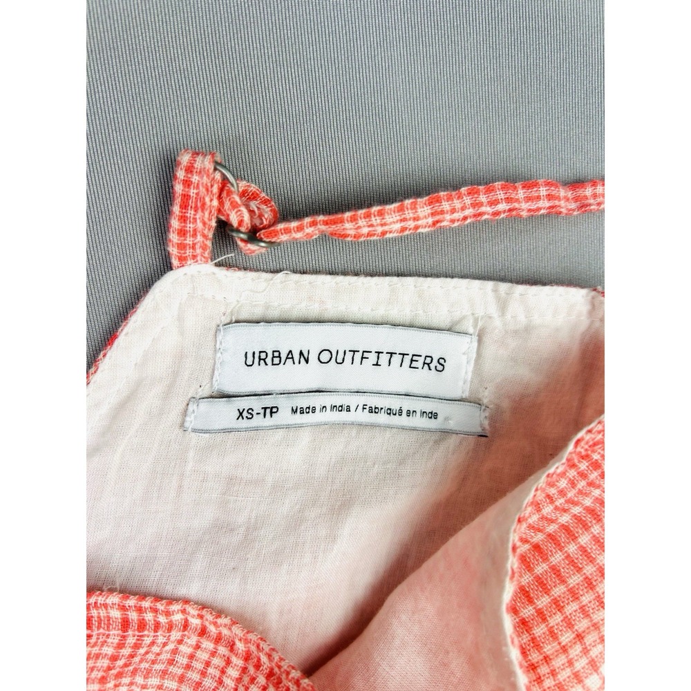 Urban Outfitters Women's XS Gauzy‎ Summer Coral Plaid Overalls Jumpsuit - Picture 9 of 16
